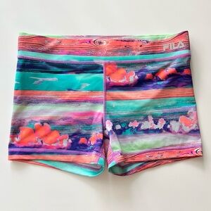FILA Sport Compression Running Multicolor Tie Dye Paint Shorts Size Medium